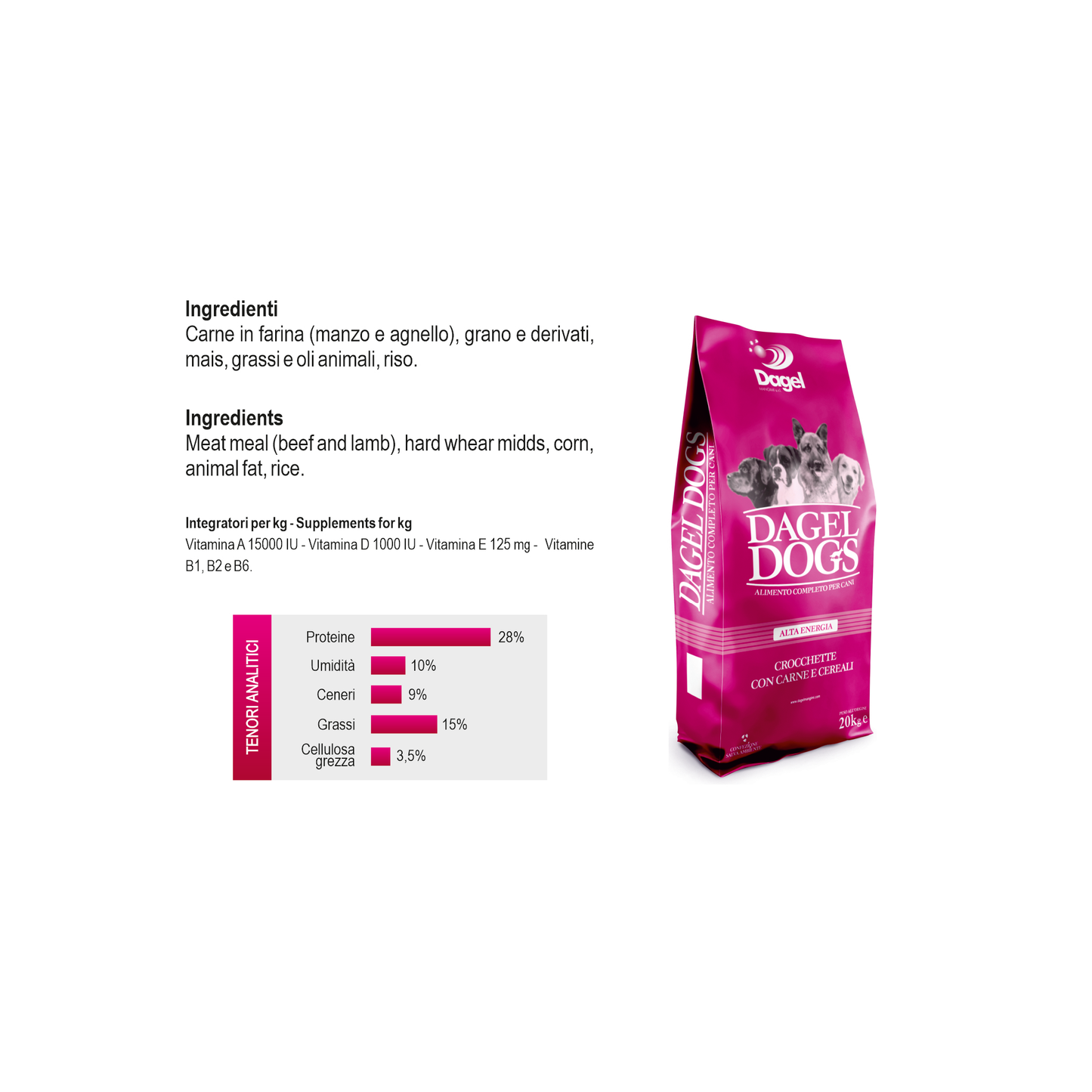 Dagel Dogs 20 kg - Alta Enrgia