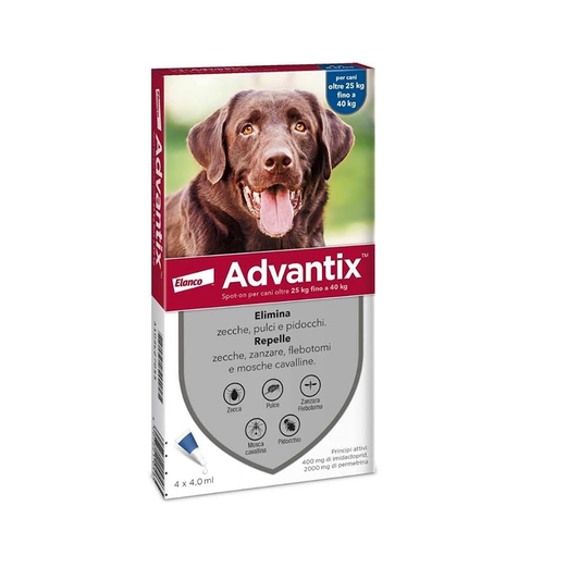 Advantix Spot On 4 pipetta per cani oltre 25 kg fino a 40 kg